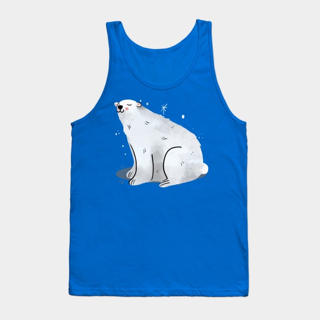 Polar Bear Painting Hand Drawn Tank Top by Mako Design 